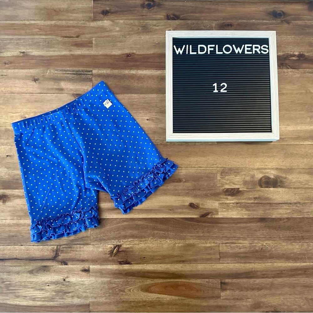 Wildflowers Best Day Ever True Blue Shorties Polka Dot Ruffle Knit Shorts 12